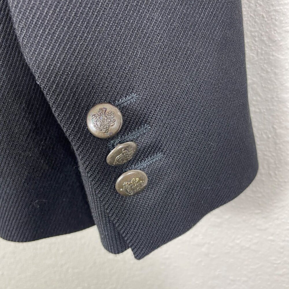 Zara Man Military Blazer Jacket Black Lined Double Vent Structured Size 36R - Picture 4 of 11